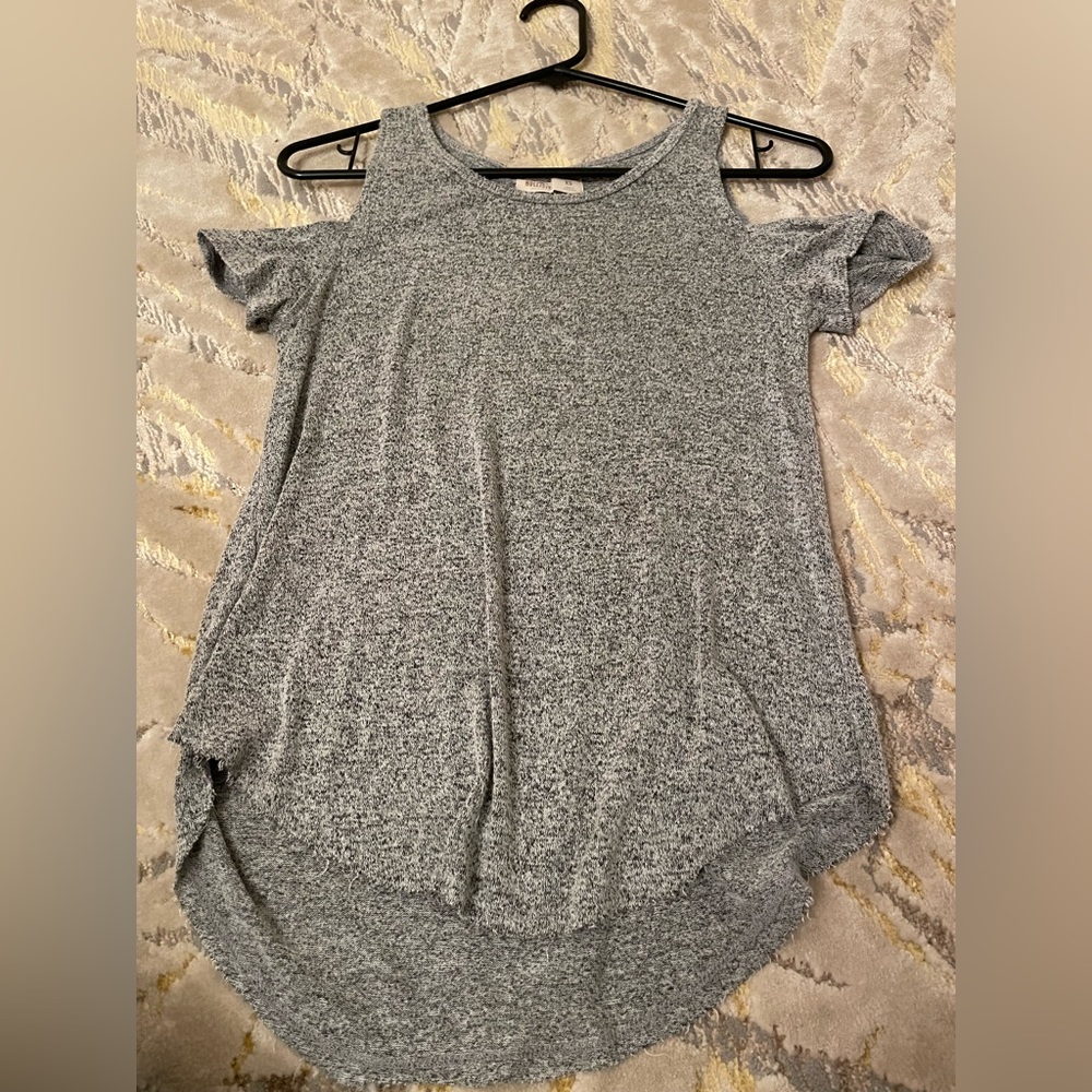 Grey tank top with drop down flared shoulders